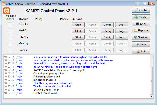 xampp v3.2.1 cek version